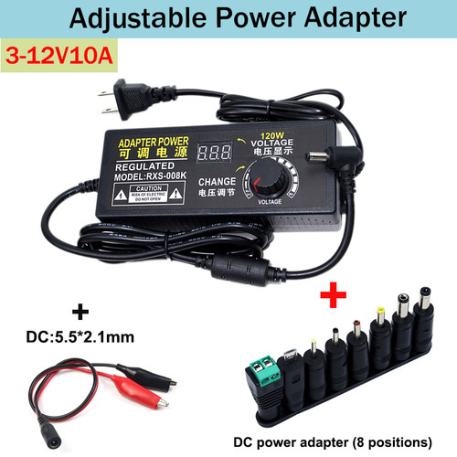 3-12V 10A Adjustable AC To DC Power Supply  3V 6V 8V 9V 12V