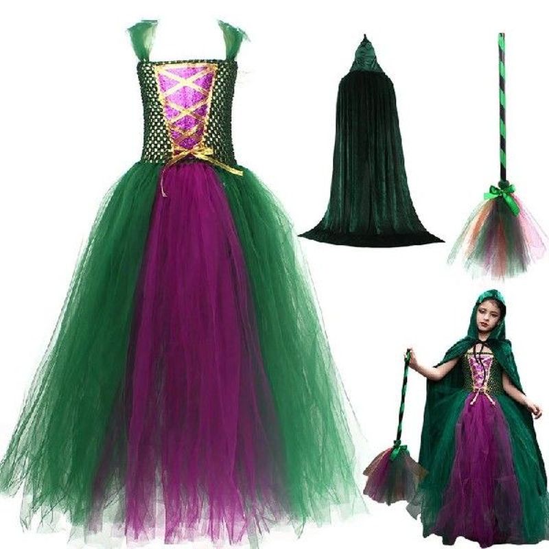 Witch Cosplay Costume Props Dress for Girls Kids Halloween