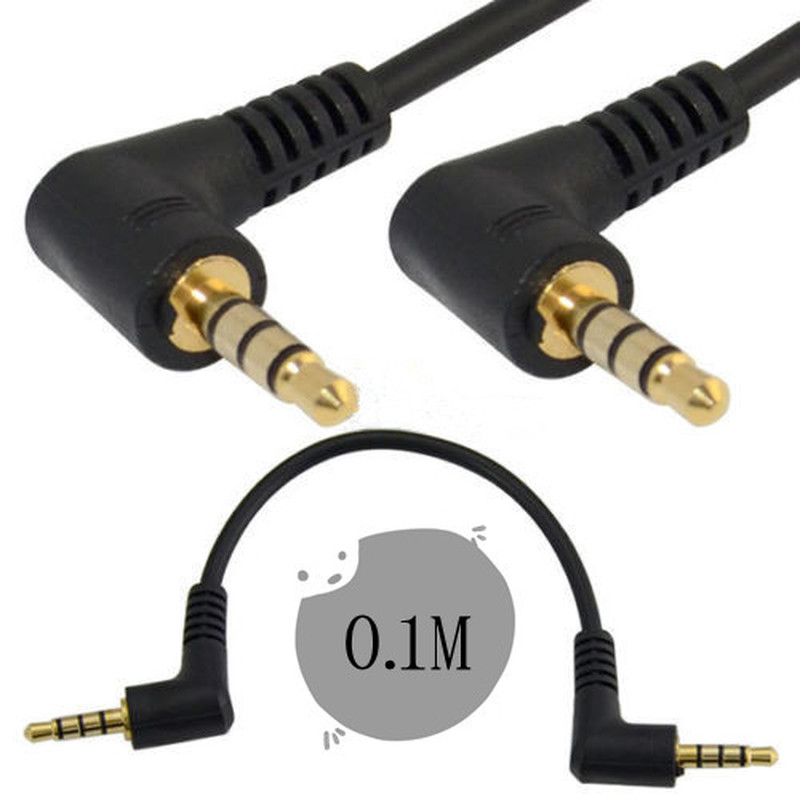 10CM 3.5mm angle TRRS Mini AV plug 4 pole 3 ring Audio Cable