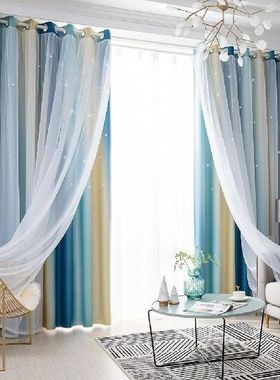 Hollow Star Sheer Curtain Romantic Window Curtains for Girl