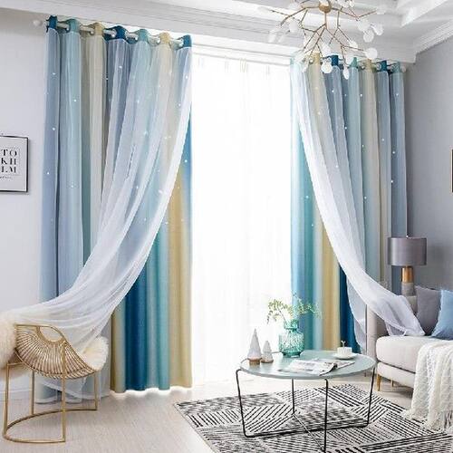 Hollow Star Sheer Curtain Romantic Window Curtains for Girl
