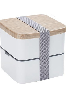 Hot Japanese-Style Double-Layer Strapped Bento Box Wood