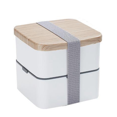 Hot Japanese-Style Double-Layer Strapped Bento Box Wood
