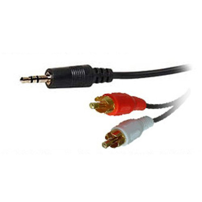 Black 3.5mm Male Jack to 2 x Left and Right RCA Phono Cable