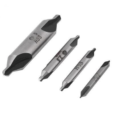 4pcs HSS Center Bits Set Combined Countersinks Bit Kit 60 De