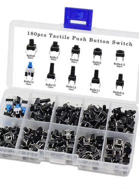 180Pcs Micro Momentary Tact Tactile Push Button Switch Assor