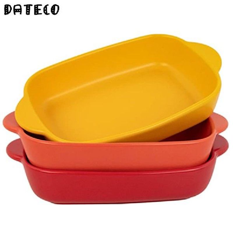 1/3Pcs Ceramic Rectangular Binaural Cheese Risotto Plate