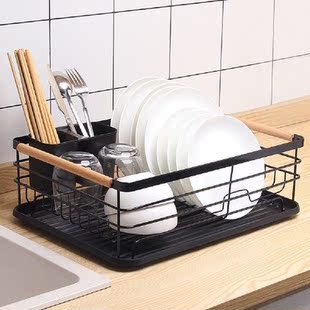Dish Drying Rack Cutlery Pan Storage Shelf With Drain Tray
