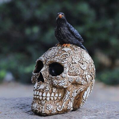 Human Skeleton Head Resin Statue Gothic Retro Skull Home