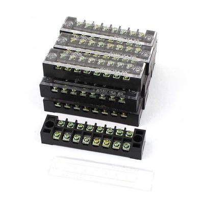 12 Pcs Cover Dual Rows 8P Screw Terminal Block Strip 600V 15