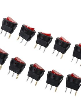 10pcs Red Light ON-OFF SPST Round Rocker Switch 6A/250V 10A/