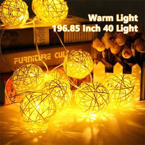 Thai Sepak Takraw Led Fairy String Lights Rattan Balls