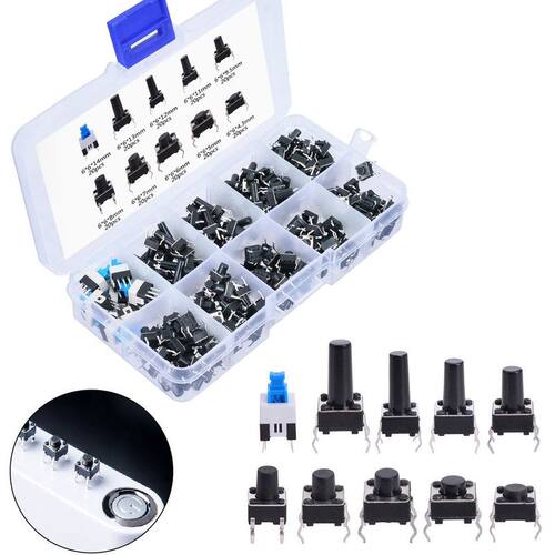 180 pieces 4 pin push button switch 10 Values Tactile push b