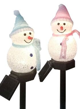 Outdoor Snowman Christmas Decoration 2 Pack Solar Lights