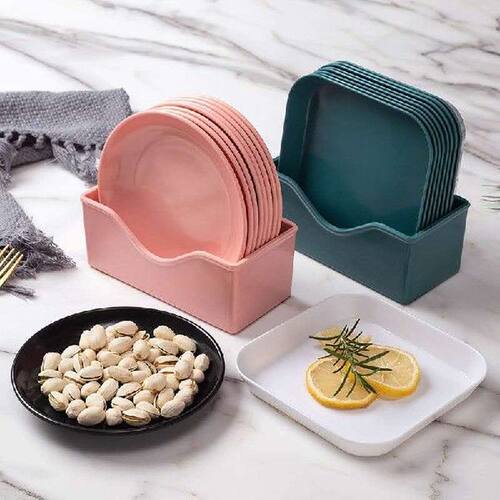 1 Set Marble Pattern Round Dessert Plate Imitation