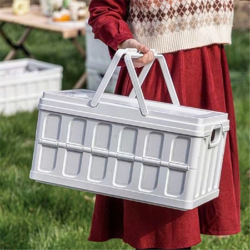 Folding Picnic Basket Camping Snack Drinking Organizers