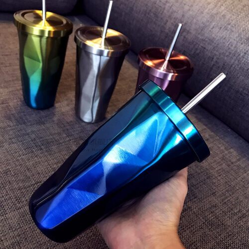 Stainless Steel Coffee Tumbler With Straw Hot Cold Double Wa