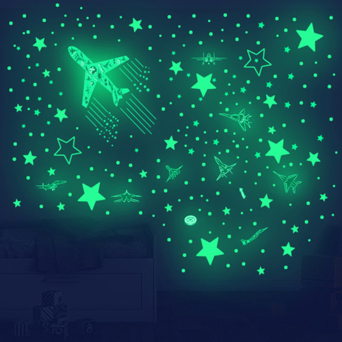 Luminous Star Airplane Dot Meteor Wall Sticker Kid's Bed
