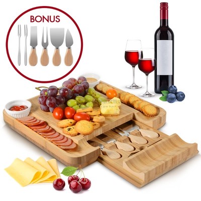 BAMBOO Cheese Knives Board Set Cheese Board Plate Platter Ch