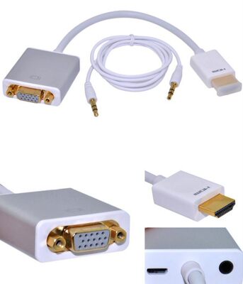 HDMI to VGA Male to Female Adapter+Audio Cable For Computer