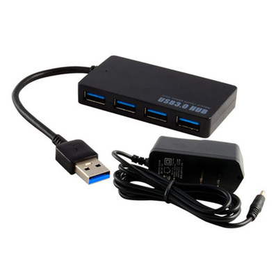 Powered 4-Port USB 3.0 Hub 5Gbps Compact for PC Mac Laptop D