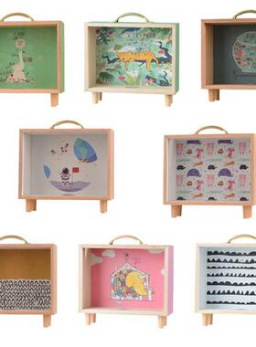 Stylish Wood Case Piggy Bank Money Coin Stamp Collecting