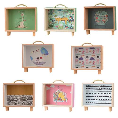 Stylish Wood Case Piggy Bank Money Coin Stamp Collecting