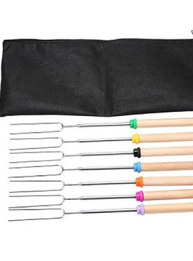 8Pcs Telescopic Stainless Steel Roasting Sticks Barbecue