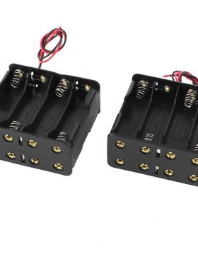 2Pcs Black Battery Holder Case w Wire for 8 x AA 12V Batteri