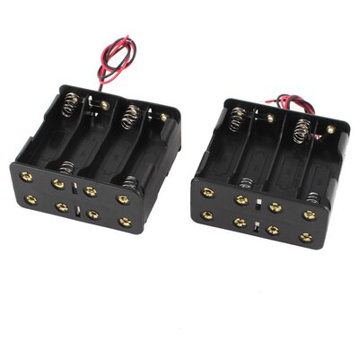 2Pcs Black Battery Holder Case w Wire for 8 x AA 12V Batteri