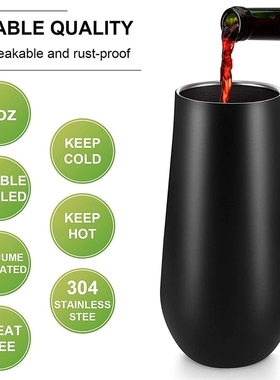 Hot 8Packs Stemless Champagne Flutes Wine Tumbler, 6 OZ