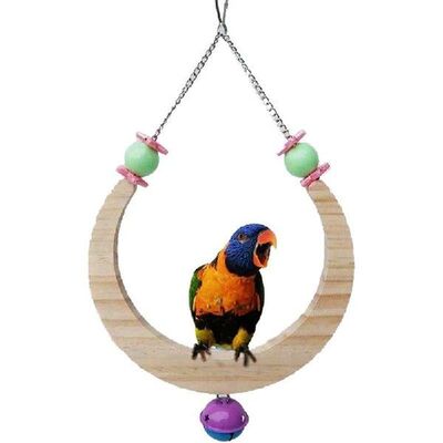 Wooden Parrots Swing Toy Birds Beads Bird Swing Parrot