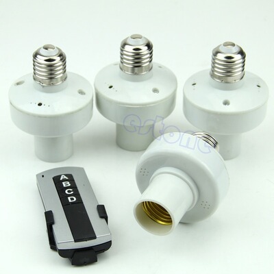 4Pcs Remote Control Light E27 Lamp Bulb Holder Cap Socket Sw