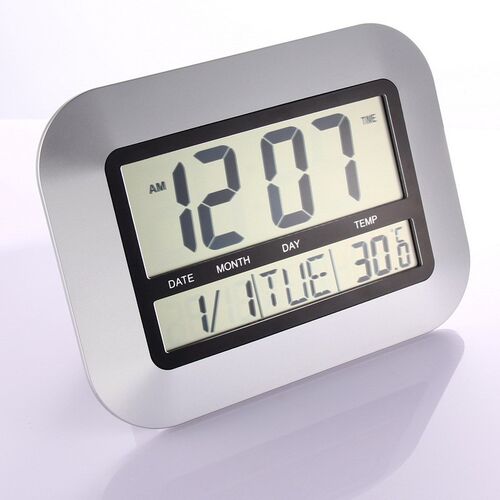 LCD Large Wall Clock + Temperature Meter Desk Kitchen Table