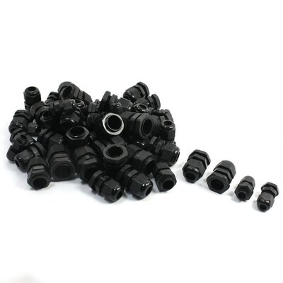 50PCS PG7 PG9 PG11 PG13.5 PG16 Black Cable Glands