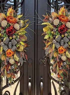 Autumn Leopard Hydrangea Wreath Front Door Wreath Wall Home