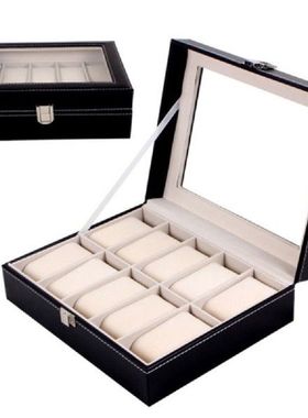 10 Grids Leather Watch Box Display Box Jewelry Storage Bag