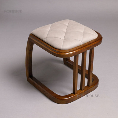 4 Styles Minimalist Modern Stool Chinese Solid Wood