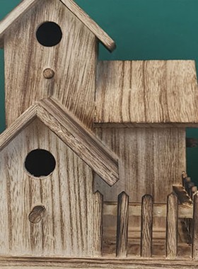 Creative Wooden Bird House Ornaments Windproof And