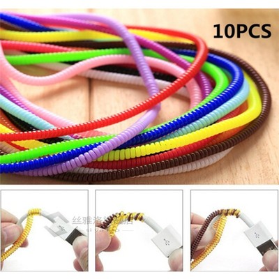 10Pcs/lot Spiral SB Data Charger Cable Cord Protector Wrap C
