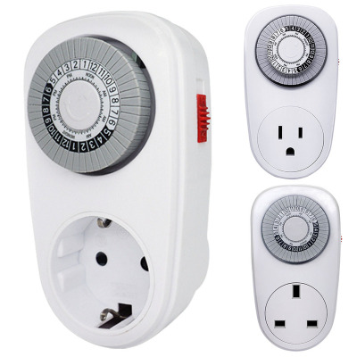 EU/US/UK Plug 24 Hours Programmable Mechanical Mini Timer Sw