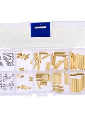 120pcs M2 Male Female Brass Spacer Standoff Screw Nut Assort