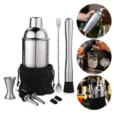 6Pcs/set Bar Cocktail Shaker Set 550ml Stainless Steel