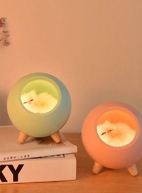 Cute House Touch Dimming Kitten Night Light for Kids Baby