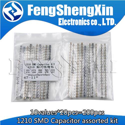 10values*20pcs=200pcs 1210 SMD Capacitor assorted kit 100nF~