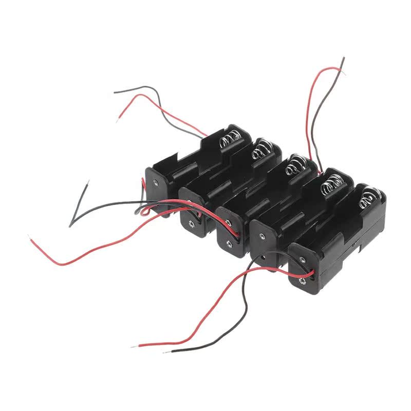 5 x Loading Two Sides 2 x 1.5V AA Case Black 15cm