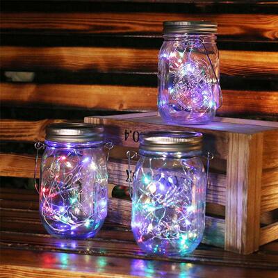 6PCS 20 LEDs Fairy Light Solar For Mason Jar Lid Insert