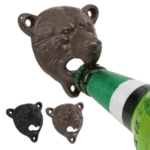 Can Opener Cast Iron Bear Head Wall Hanging Beer Bottle
