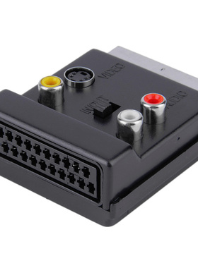 Newest able Scart Male to Female S-Video 3 RCA Adapter black