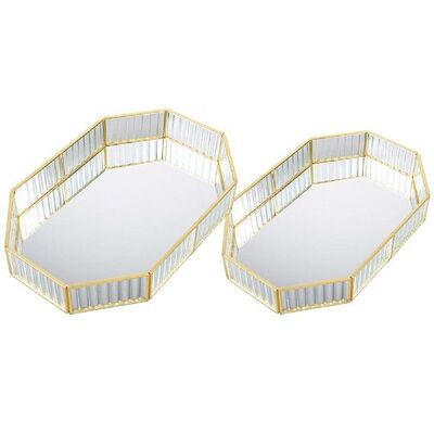 Glass Vanity Mirror Tray Dresser Jewelry Makeup Trays for